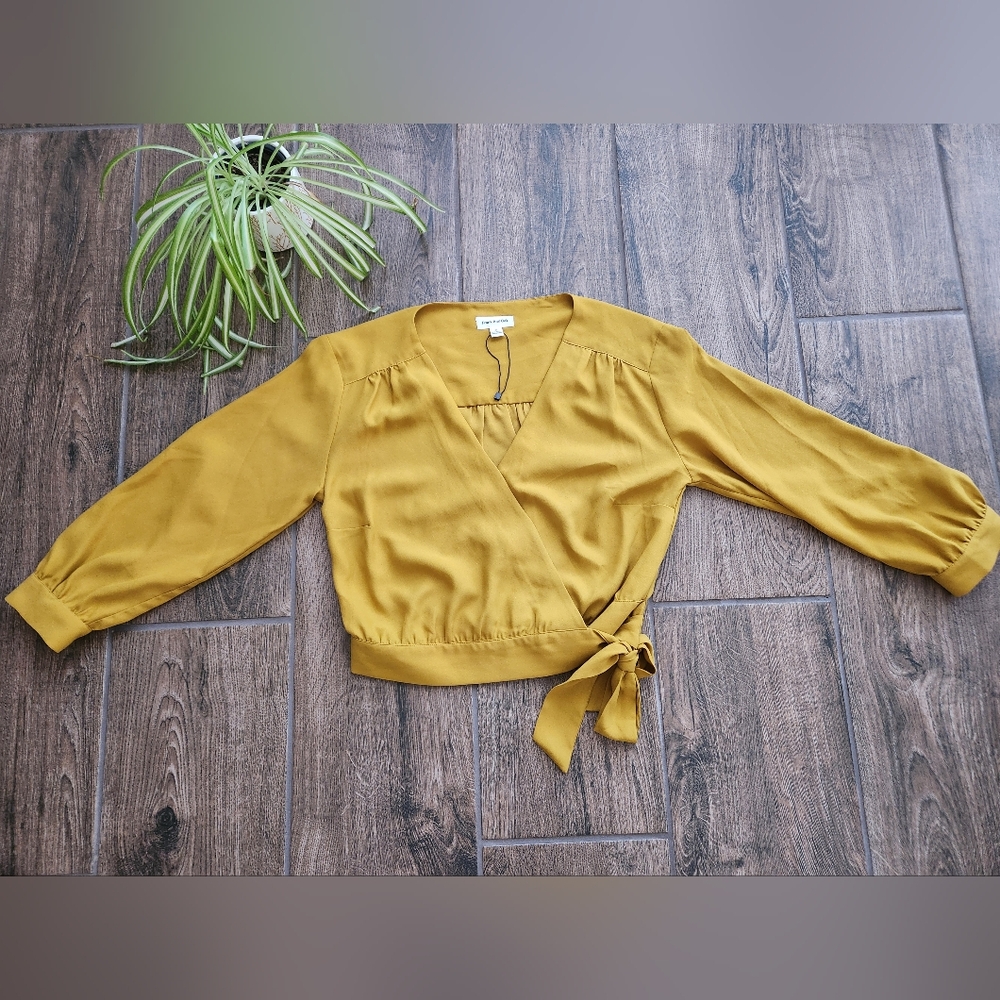 Frank And Oak wrap crop top in mustard yellow